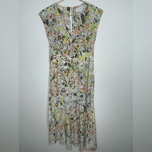 Equipment Femme dress silk midi floral sz 8 assymetric hem sleeveless